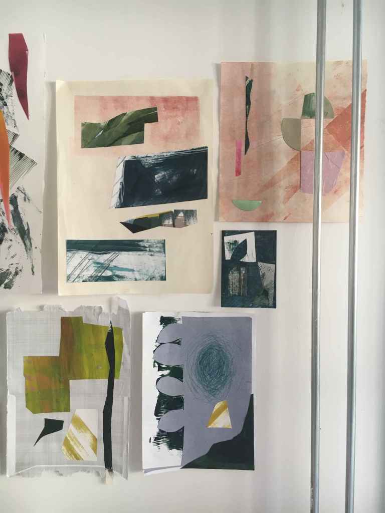 Studio wall colour studies in mixed media